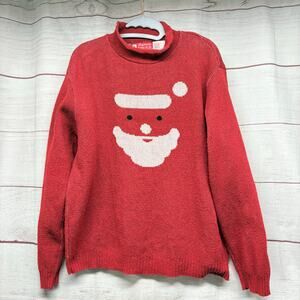 Vintage Binghamton Knitting Co. Sz L Santa Ugly Christmas Sweater Made in USA